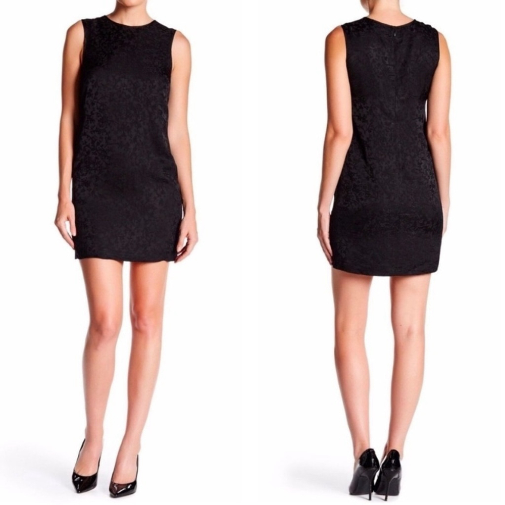 Theory Adraya Jacquard Black Shift Mini Dress Women’s 8 Sleeveless Designer